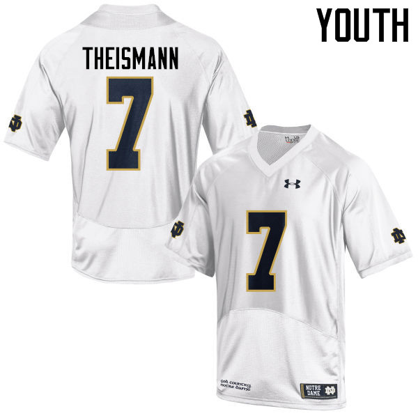 Youth #7 Joe Theismann Notre Dame Fighting Irish College Football Jerseys-White - Click Image to Close